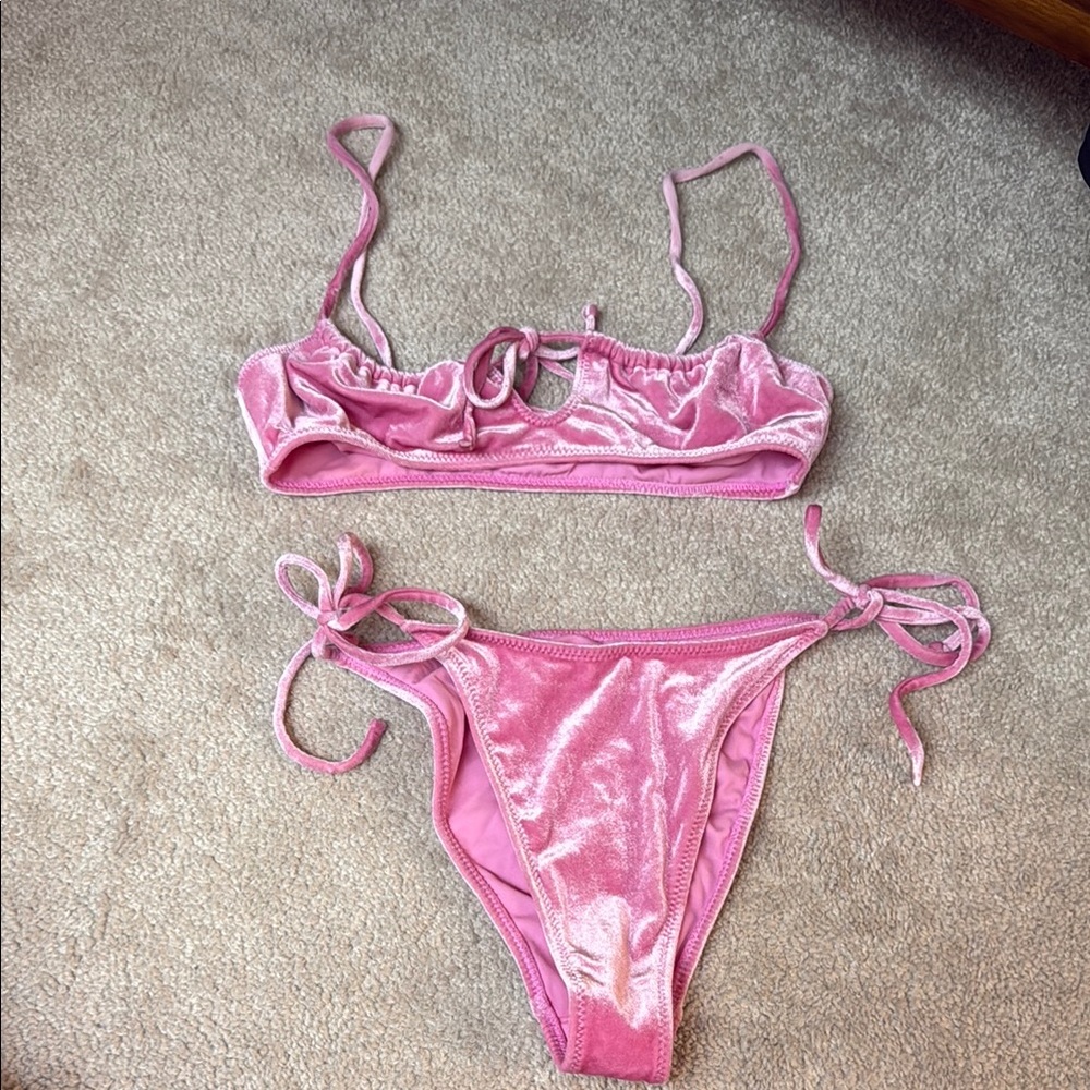 Pac Sun Velvet Pink Bikini Set